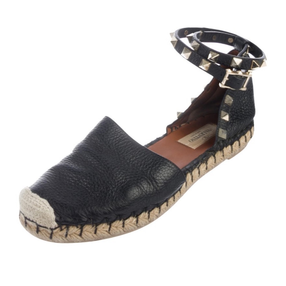 Valentino Rockstud Leather Espadrilles